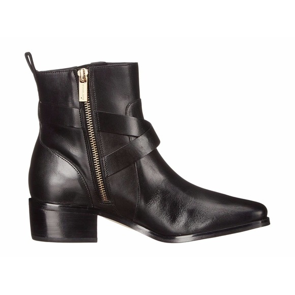 Michael Kors BRYCE Ankle Bootie Buckled Leather Boots Black 6/6.5 New $245 - Picture 3 of 7